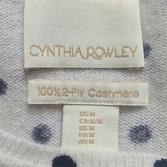 Cynthia Rowley Sweaters - Cynthia Rowley 100% 2-Ply Cashmere Off White And Black Polka Dot Sweater Size M